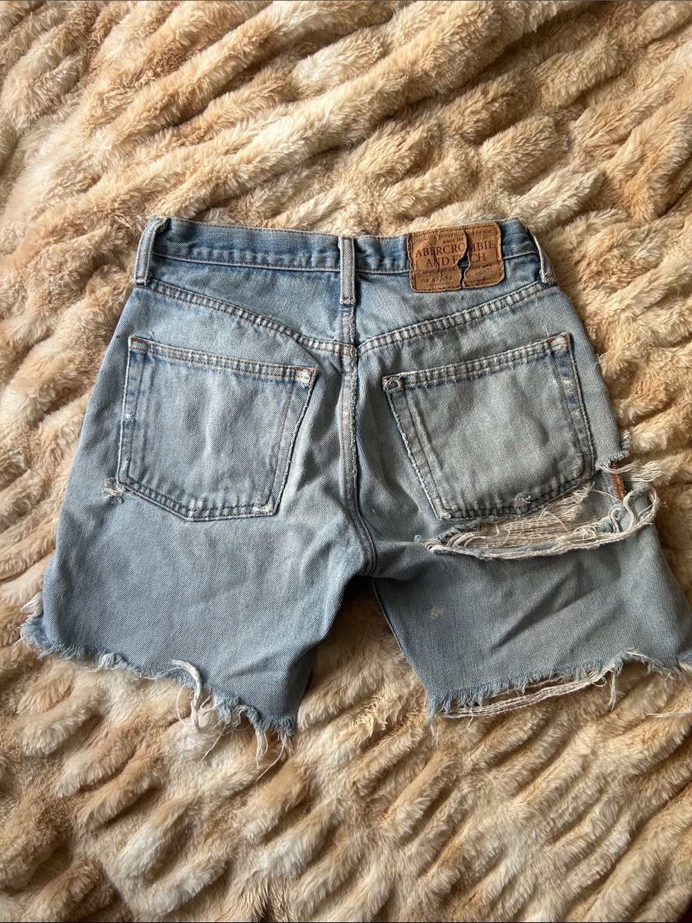 Vintage Y2K Abercrombie & Fitch Light Blue Distressed Denim Cutoff Shorts